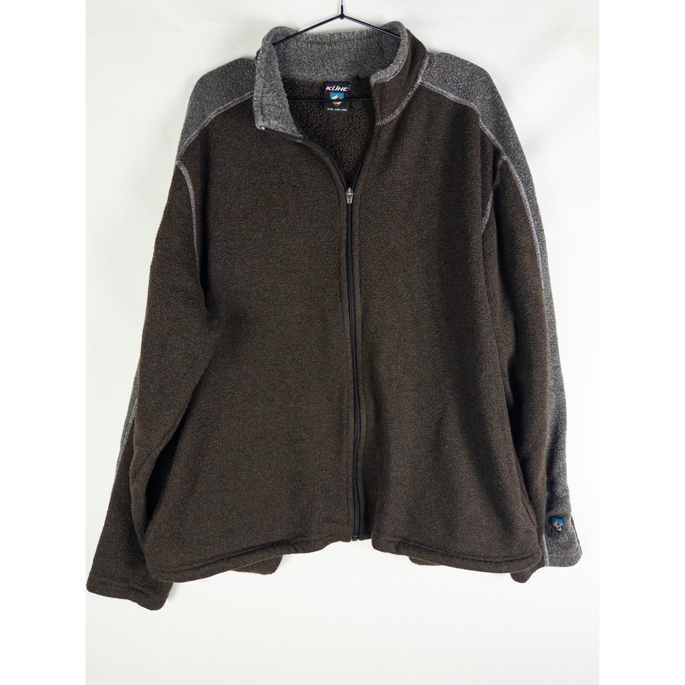 Kuhl Full Zip Fleece Jacket Mens XXL Brown Gray Color Block Gorpcore Alpine